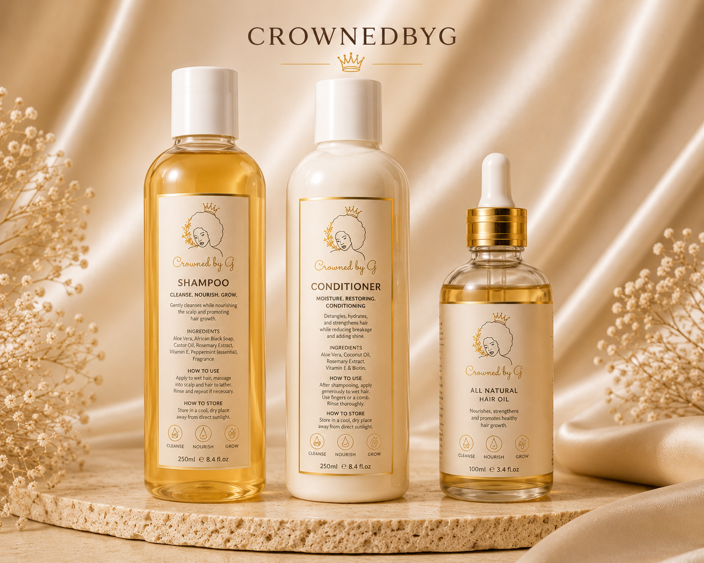 Gladness Bundle (Shampoo + Conditioner + Hair Oil)